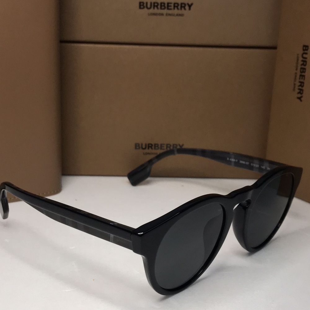 New - 💯 Original  BURBERRY BE4359 REID Black  Round  sunglasses - Picture 9 of 12